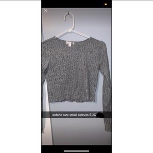 Rose+Vine Grey Long Sleeve Crop Top